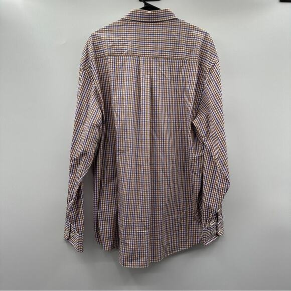 Alan Flusser White, Purple & Yellow Plaid Long Sleeve Button Down Shirt Size XXL - Picture 4 of 7